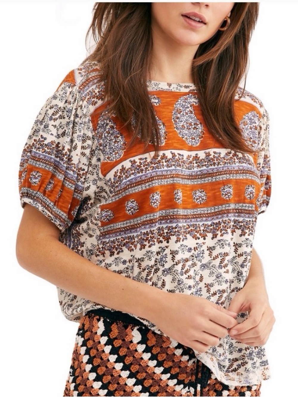 Free People Paisley Tee Size Small